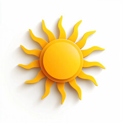 Minimal Sun Emphasized by Drop Shadows on Blank Background glow icon rays star  