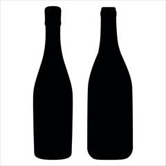 Wine Bottle and Glass Silhouette vector illustration