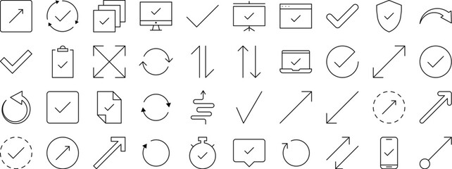 Various Arrows Line Icon Set. Outline Signs for Graphic and Web Design, Apps, Adverts, Various Cards