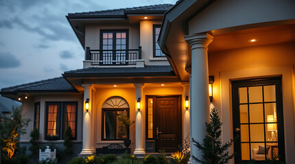 Luxury Dream Home: Night View of a Modern Architectural Masterpiece