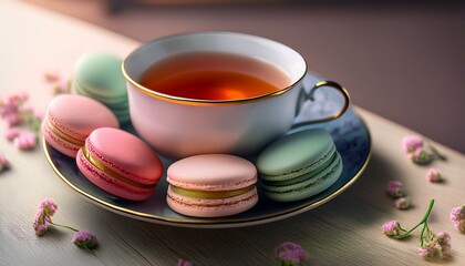 sipping on tea and macaroons