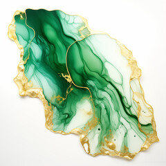 Abstract Green and Gold Resin Art Fluid Painting Marble Texture