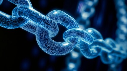 Obraz premium A dynamic graphic showcasing glowing digital chain link, symbolizing connectivity and technology