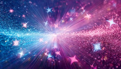 pink and blue starry glitter feminine toned bokeh historical past banner wide purple and blue glowing glittery megastar speckled background with a whoosh of stars transferring via the center