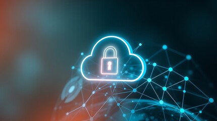 Cloud Computing Technology Concept, Database Transfer to Cloud with Prominent Cloud Icon and Abstract World Design,futuristic cloud computing, cloud storage technology, abstract technology background