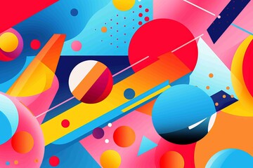 Abstract Colorful Geometric Shapes and Circles Design