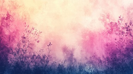 Dreamy Pastel Gradient with Silhouetted Foliage