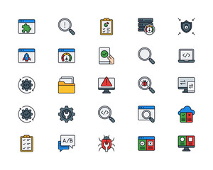 Fototapeta premium A/B Testing Filled Line Icon Set: Experimentation, Split Testing, and Optimization Icons