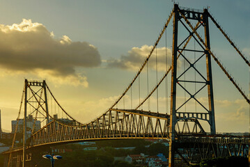 The Hercilio Luz Bridge. This bridge links the Island of Santa Catarina to the mainland. It is the longest suspension steel bridge in Brazil. This was built between 1922 to 1926. Florianópolis. 2016