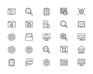 Split Testing Outline Icon Set: Variations, Audience Segmentation, and Experimentation Icons