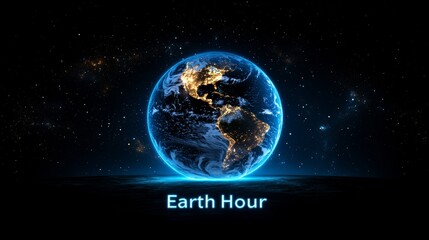 Fototapeta premium Earth Hour: A Glowing Tribute to Planetary Unity and Sustainability 3