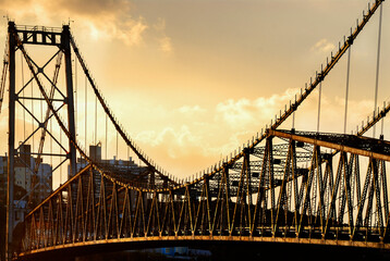 The Hercilio Luz Bridge. This bridge links the Island of Santa Catarina to the mainland. It is the longest suspension steel bridge in Brazil. This was built between 1922 to 1926. Florianópolis. 2016