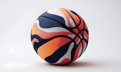 Abstract orange, white, and navy basketball.
