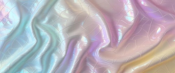 Obraz premium Shimmering Pastel Rainbow Fabric with Crackle Effect
