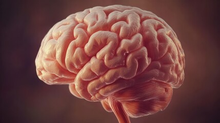 Obraz premium close up of human brain, neurons firing, neural extensions, cognitive learning plasticity illustration