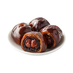 Khudri Dates with Chocolate Coating Isolated on Transparent Background