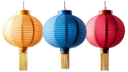 Chinese paper lanterns isolated on white background with clipping path
