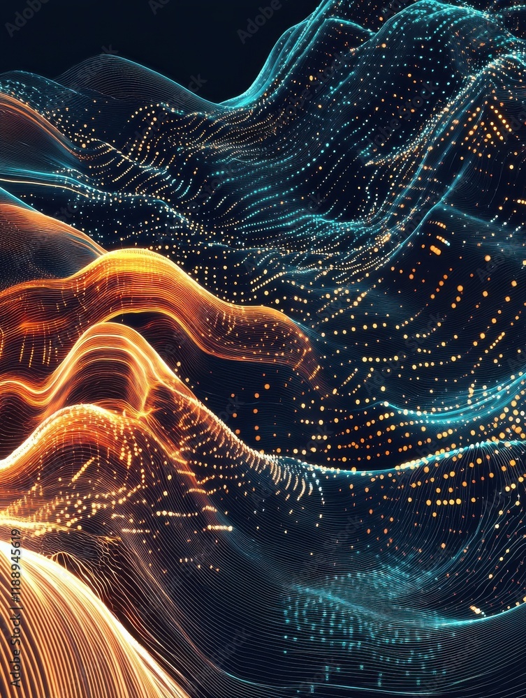 Poster big data flow technology and science vector background, tech abstraction with lines electronics and 