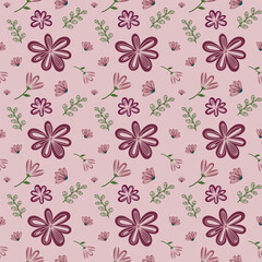 Fototapeta premium Purple seamless floral pattern
