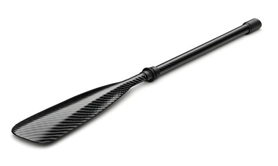 Black carbon fiber canoe paddle isolated on white.