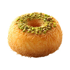 Kunafa with Cream and Pistachios Isolated on Transparent Background
