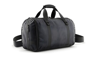 Naklejka premium Black duffel bag isolated on white background. (2)