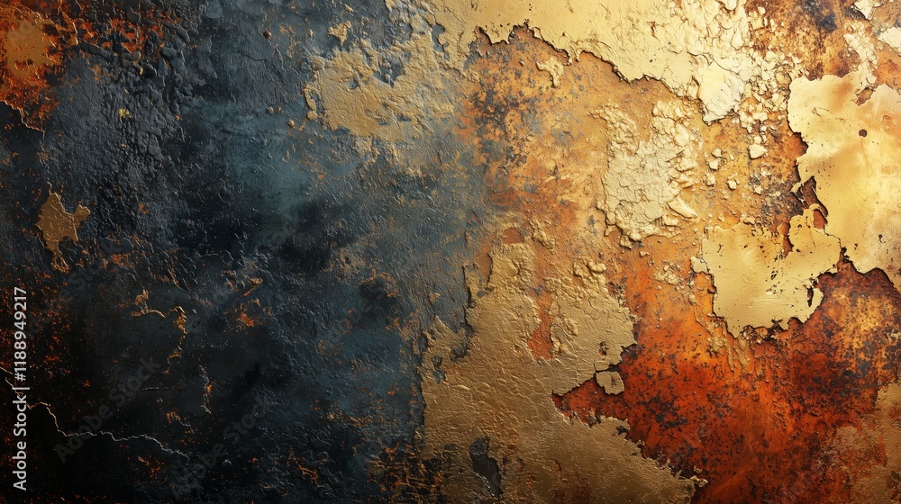 Poster abstract textured background with rust and gold tones in layers