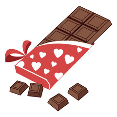 Heart-shaped valentines day decoration chocolate bar 3d rendering icon sign silhouette vector illustration isolatedon transparent background 