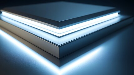 Illuminated layered platform design showcasing modern architecture