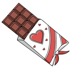 Heart-shaped valentines day decoration chocolate bar 3d rendering icon sign silhouette vector illustration isolatedon transparent background 