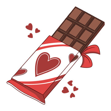 chocolate bar red hearts valentine's day clip art preview
