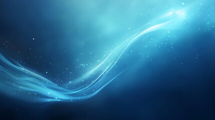 Abstract Blue Waves With Glowing Particles Background