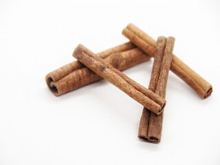 Cinnamon sticks isolated on white background, Cinnamon roll