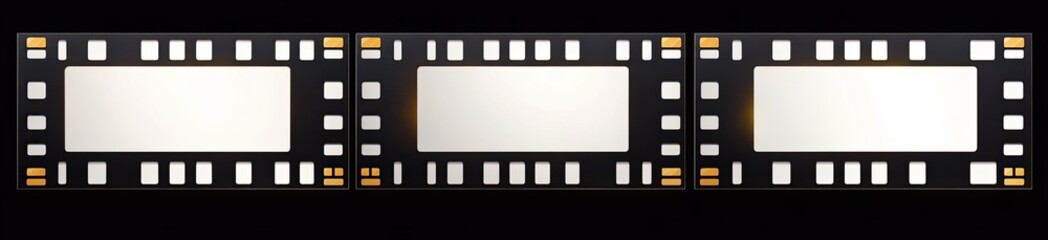 Fototapeta premium A simple vector illustration of four white film strips with numbers at the top and bottom, each representing different frames on one side. The background is a plain black.