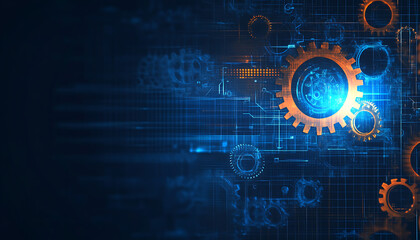 Cogs and gear wheel mechanisms. Concepts ideas for hi-tech digital technology and engineering design. Abstract technical background of mechanical engineering technological progress and innovation


