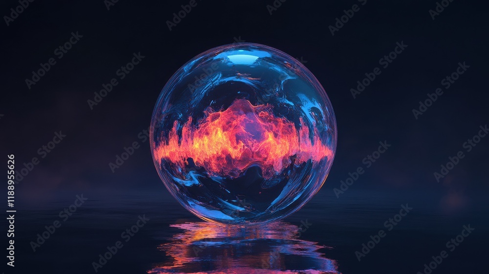 Poster abstract ai globe on dark background. artificial intelligence and metaverse concept. 3d rendering