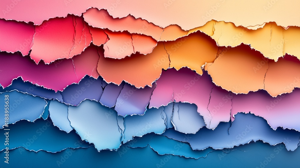 Aufkleber colorful torn paper layers creating abstract background design