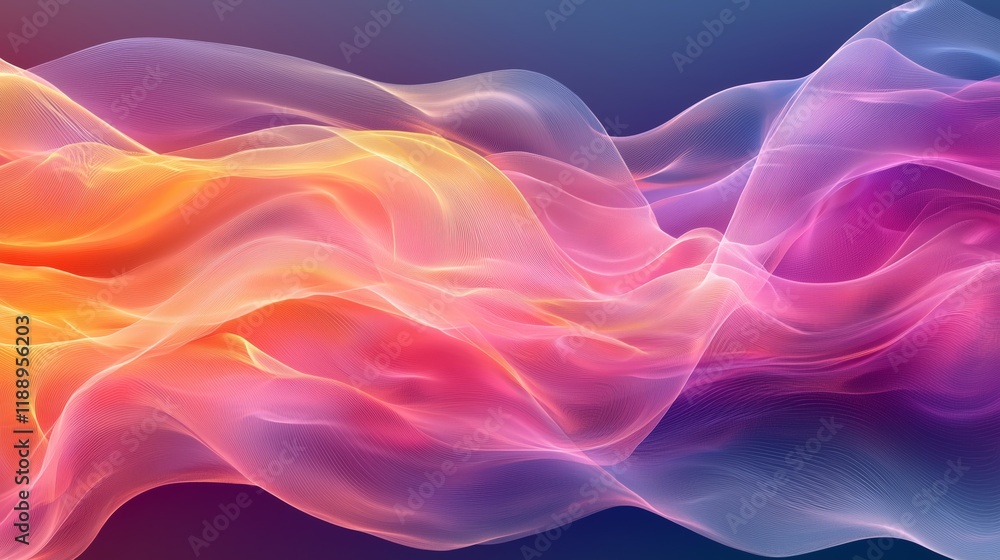 Poster abstract colorful waves flowing across digital background design