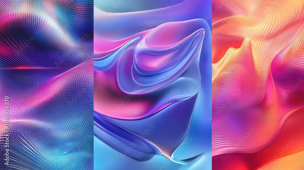 Poster innovative information technology abstract concept vector illustration set. augmented intelligence, 