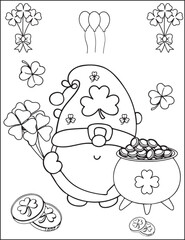 St Patricks Day poster Round greeting card Vector doodle illustration Coloring pages