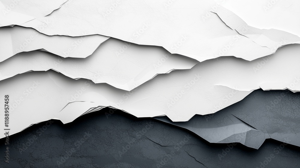 Poster Abstract Layers of Torn Paper with Texture and Shadows in Background