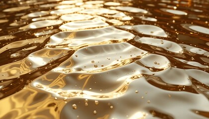 Fototapeta premium Golden Liquid Surface with Gentle Waves and Bubbles