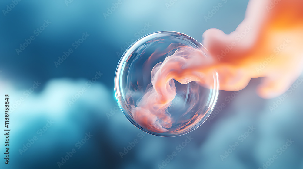 Poster captivating bubble formation with vapor trails studio setting digital art mystical atmosphere close-