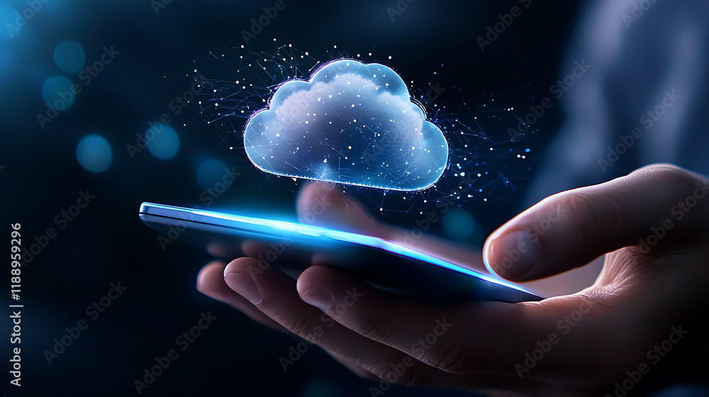 Poster cloud computing revolution digital device technology image modern environment close-up view innovati