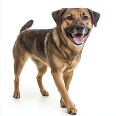 Obraz premium full body dog. lab mix. walking to the right. happy. isolated on white 