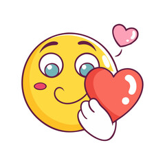 emoji holding a heart vector icon, emoji holding a heart vector illustration - simple illustration of emoji holding a heart, perfect for logos,and emoji holding a heart -themed designs.