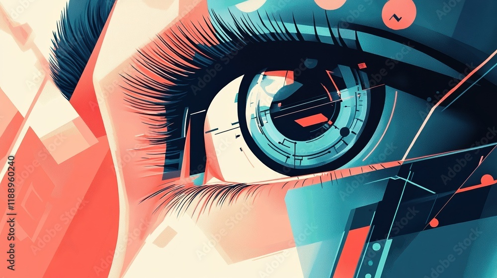 Poster eye of futuristic and innovative imagery ai and automation use of artificial intelligence and automa