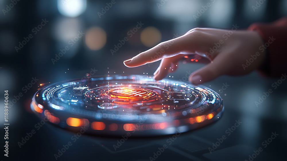 Poster futuristic interface interaction virtual lab digital art high-tech environment close-up view innovat