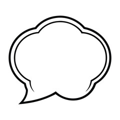 Minimalistic line art of a chat bubble, featuring clean, smooth outlines that form a rounded or rectangular speech balloon, often symbolizing communication or conversation.