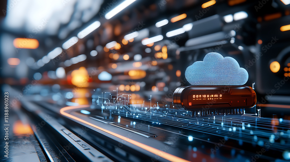Aufkleber innovative cloud computing infrastructure futuristic data center digital technology urban environmen